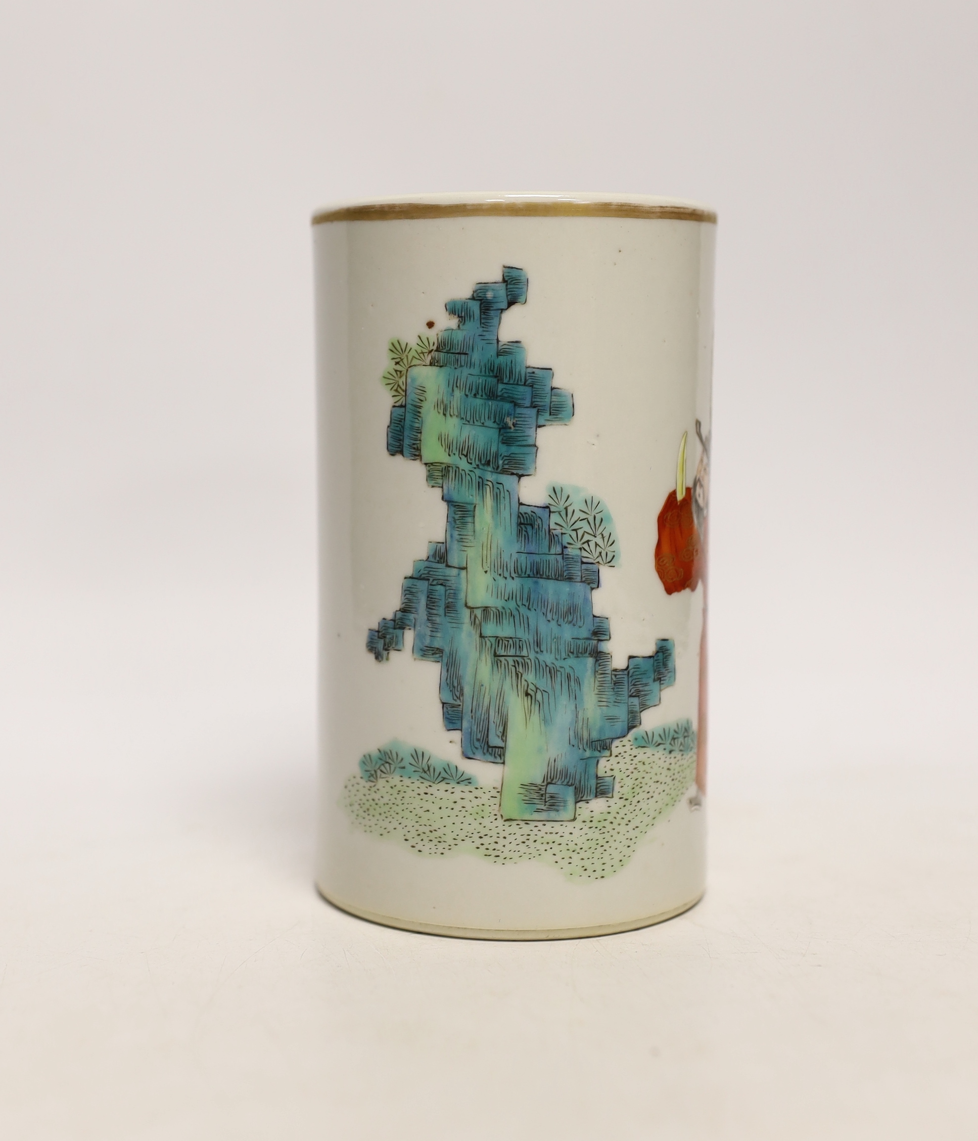 A Chinese famille rose brush pot, 13cm